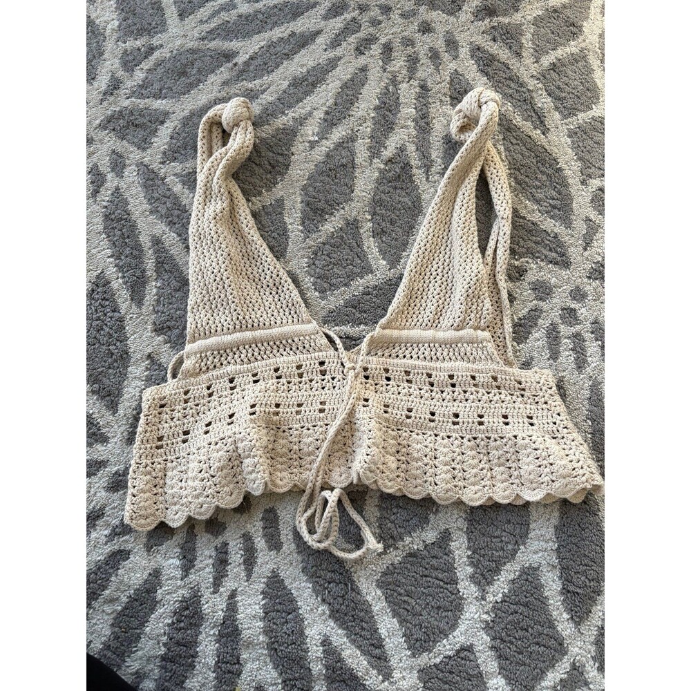 Tan Knit Crochet Revolve House of Harlow 1969 Bra Top